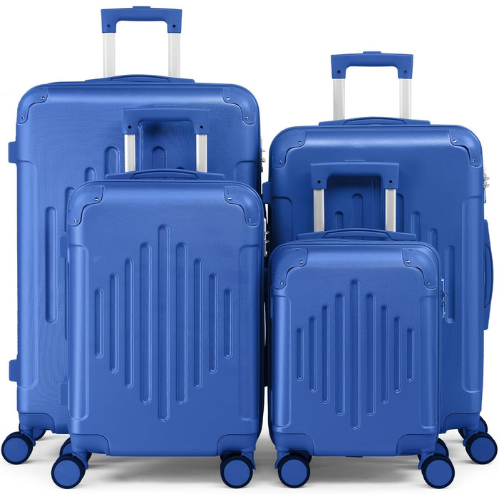 Набір валіз LEADZM 4 шт. з ABS, жорсткий кейс-ролер з телескопічною ручкою, ручна поклажа (темно-синій)