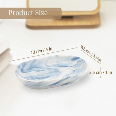 Миска для мила YoHyien з кераміки, антиковзна, блакитна | Мильниця для ванної, душу та кухні