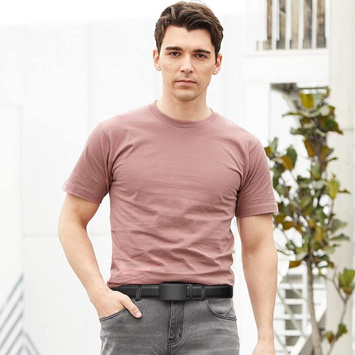 Чоловічий шкіряний ремінь SENDEFN з автоматичною пряжкою, ширина 35 мм, регульований розмір 32-38 дюймів (115 см), матовий чорний