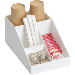Navaris Coffee Dispenser Organizer - Accessory Storage - Coffee Bar for sugar, milk, napkins, pods - Coffee Station with 7 compartments (4 compartments, White)