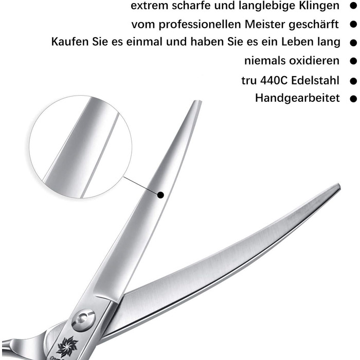 Ножиці для собак Dream Reach 6,5 дюйма, професійні ножиці для грумінгу, 440C нержавіюча сталь, для собак та котів, чорний колір