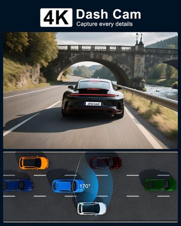 Автомобільний відеореєстратор 4K з 2.99'' екраном, 5G WiFi, SD-картою 64ГБ, нічною зйомкою WDR, кутом 170°, G-сенсором та режимом паркування