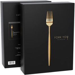 Cutlery Set Gold Matt (16-piece), stainless steel, tableware cutlery for 4 people, dishwasher-safe, gift set in a high-quality gift box