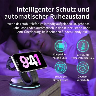 Зарядний станція Aimtel Schwanenhals 3-в-1 Qi2 MagSafe для Apple Watch, iPhone 17 Pro Max/17/16/15 та AirPods (30W, білий/чорний)