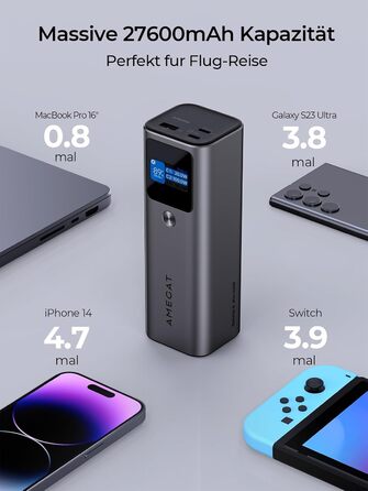 Powerbank 140W, 27600mAh з USB-C PD 3.1: для ноутбуків, планшетів, смартфонів
