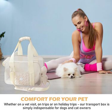 Транспортувальна сумка для собак та котів до 5 кг – Легка та дихаюча переноска для маленьких тварин, з ременем безпеки та кишенями, ідеальна для авто, подорожей та відпочинку на природі