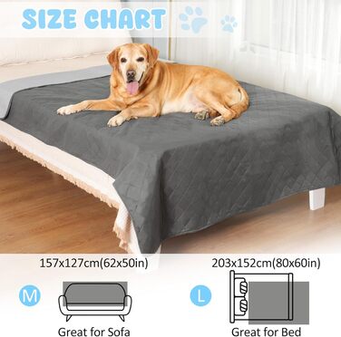 Водонепроникний захисний чохол для собачого дивана HezzLuv, ковдра для тварин, простирадло на матрац, захист меблів, миється, двосторонній, стійкий до подряпин, стійкий до шерсті тварин, для цуценят, середніх та великих собак та котів (сірий, 203x152 см)