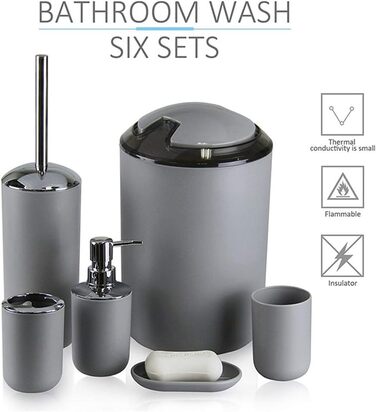 Набір аксесуарів для ванної кімнати, 6 предметів: смітник, тримач для зубних щіток, стакан для зубної пасти, мильниця, дозатор для миючого засобу, зелений