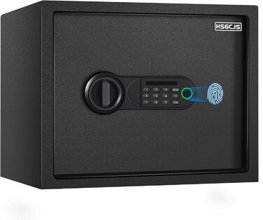 Сейф для дому з біометричним сканером відбитків пальців HSGCJS, 31 л, з паролем та клавіатурою, чорний