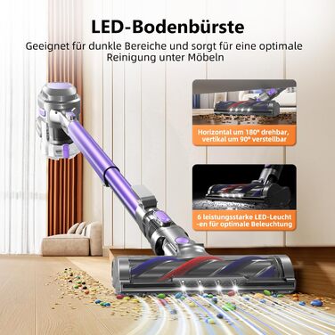 Бездротовий пилосос Authmic 40000Pa з HEPA-фільтрами, 50 хвилин роботи, 450W, для твердих поверхонь та килимів