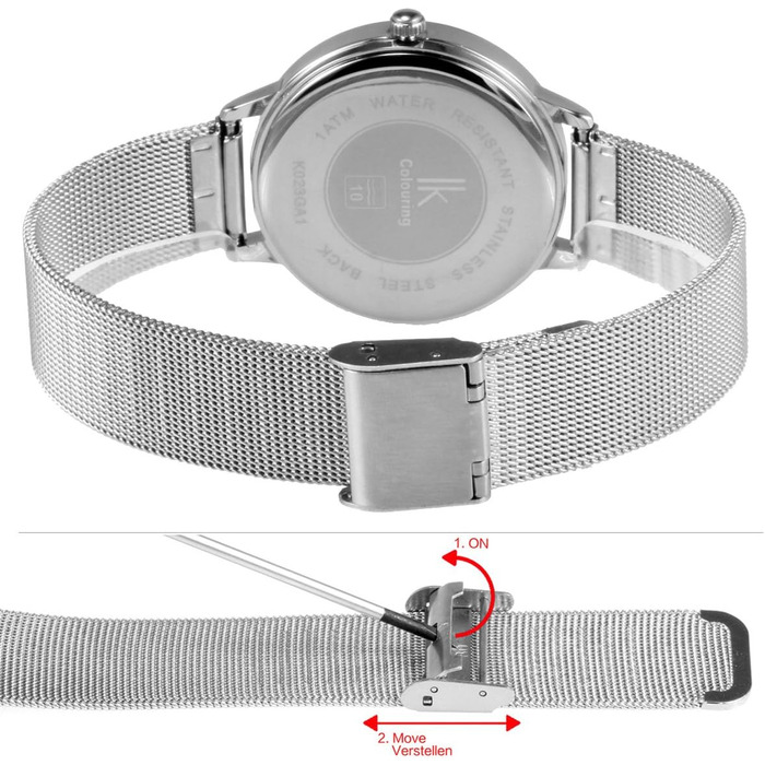 Годинник жіночий Alienwork IK Minimalist, ультратонкий, сітчате браслет (срібло/сірий/сріблястий сітчастий ремінець)