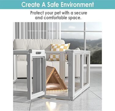 Забіг для собак Front Row: міцний, прозорий, з 6 панелями, 76,2 см, для дому та саду, легко збирається, складається, сірий, для собак маленьких та середніх порід