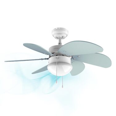 Стельовий вентилятор Cecotec EnergySilence 3600 Vision Sky 92 см з лампами, 50 Вт, 3 швидкості, білий/блакитний