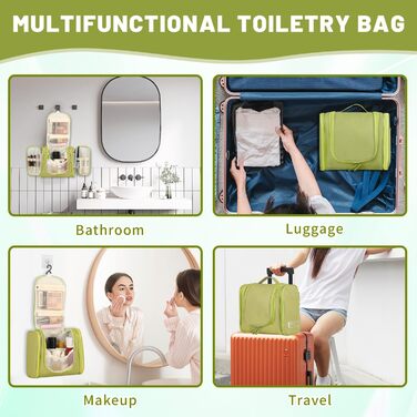 Чоловіча дорожня косметичка з гачком, зелена. Дорожня сумочка для гігієнічних засобів для чоловіків та жінок