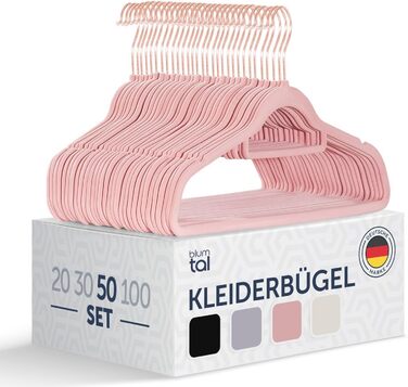 Blumtal Clothes Hangers, 50 Pieces - Velvet Clothes Hangers, 360° Swivel and Load-Bearing - Space-Saving and Non-Slip Clothes Hangers - Pink Velvet Clothes Hangers - Velvet Hangers - Pink Velvet Clothes Hangers