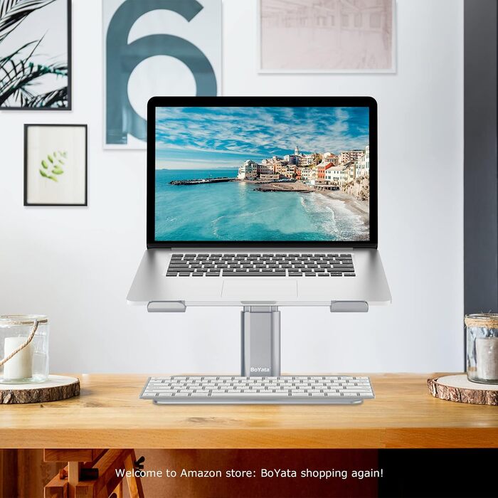 Adjustable Laptop Stand Riser - Ventilated Aluminum Notebook Holder for Desk - Compatible with 10-17