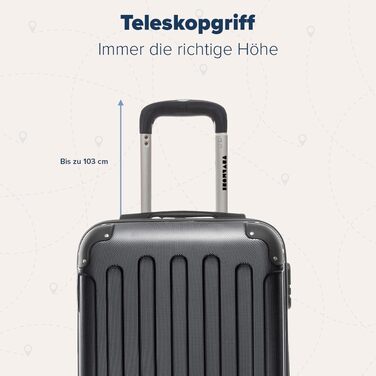 Чемодан ручної поклажі TRVLMORE 54x36x20 см - валіза на колесах, чорний