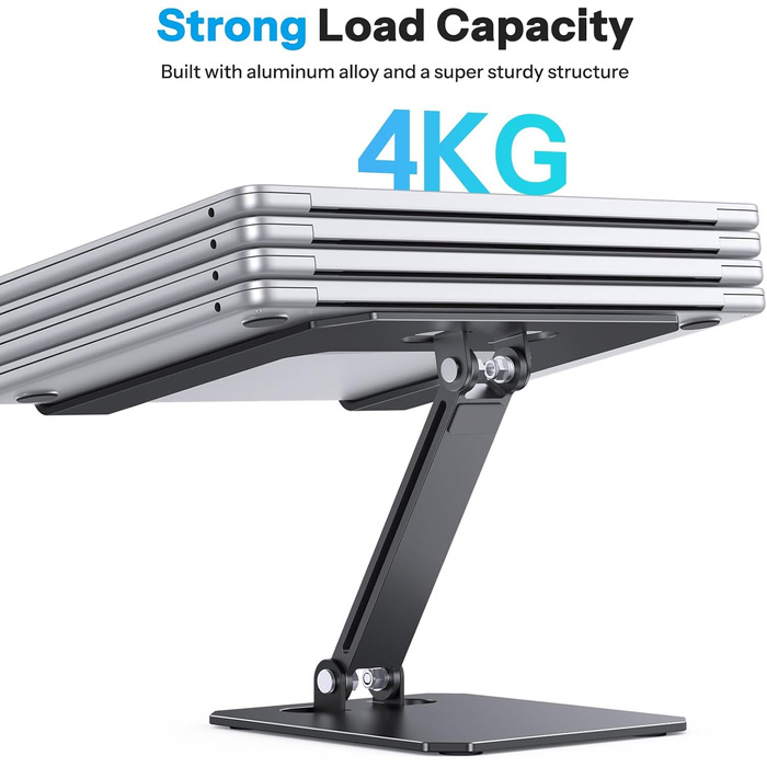 Підставка для ноутбука OMOTON з алюмінію, регульована по висоті, ергономічна, складна, чорна (11-16 дюймів)