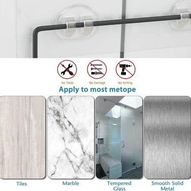 Двосекційна дзеркальна поличка для душу без свердління, 2 шт. з 8 гачками, велика місткість, для шампуню та аксесуарів (чорний)