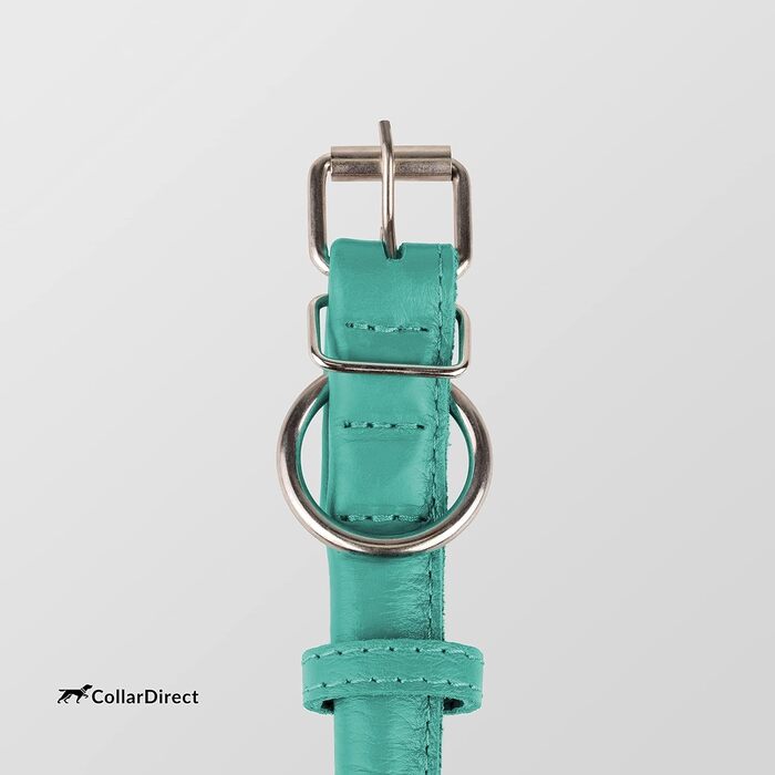 Шкіряний ошийник для собак CollarDirect, круглий, м'який, з роллом, ручної роботи, справжня шкіра, для цуценят, котів, малих та великих собак, рожевий, червоний, фіолетовий, блакитний (м'ятний, 15-18 см)