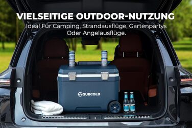 Subcold MOBI Rollkühlbox 45L: Ізольована сумка-холодильник на колесах для подорожей, авто, кемпінгу. PU-ізоляція, блакитний колір