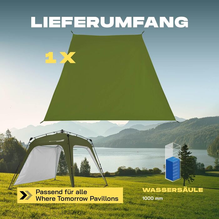 Lumaland Outdoor 2.5 x 2.5m | Waterproof & UV Protection | Garden Tent incl. 1 Side Panel & Bag & Pegs | Robust Camping & Party Tent | Pop Up Tent Setup in 2 Minutes [] (Side Wall, Dark Green)