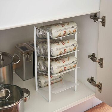 Yamazaki 4304 Tower Bottle Rack, White, Steel, Minimalist, 20 x 20.5 x 40 cm