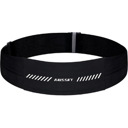 Водонепроникний поясний ремінь для телефону з 3 кишенями, спортивний пояс для бігу, бананка для чоловіків та жінок, чорний (7.0