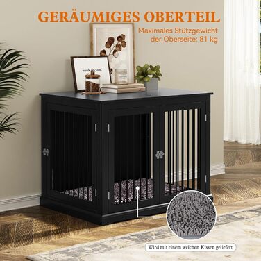 Будка для собак у дім, клітка-меблі з подушкою, затишний вольєр для собак, собачий будиночок, клітки для великих собак, меблева бутка з відкидним верхом, білий (L) (чорний*2)