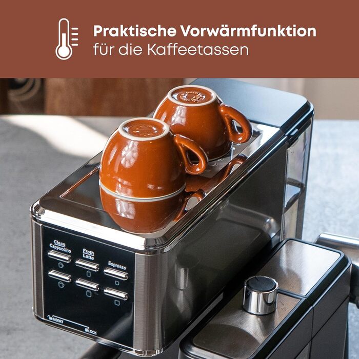 Кавоварка еспресо ProfiCook 2в1 для меленої кави і капсул Nespresso, 20 бар, з молочним резервуаром, еспресо-машина з нержавіючої сталі, PC-ES 1266, модель 2024