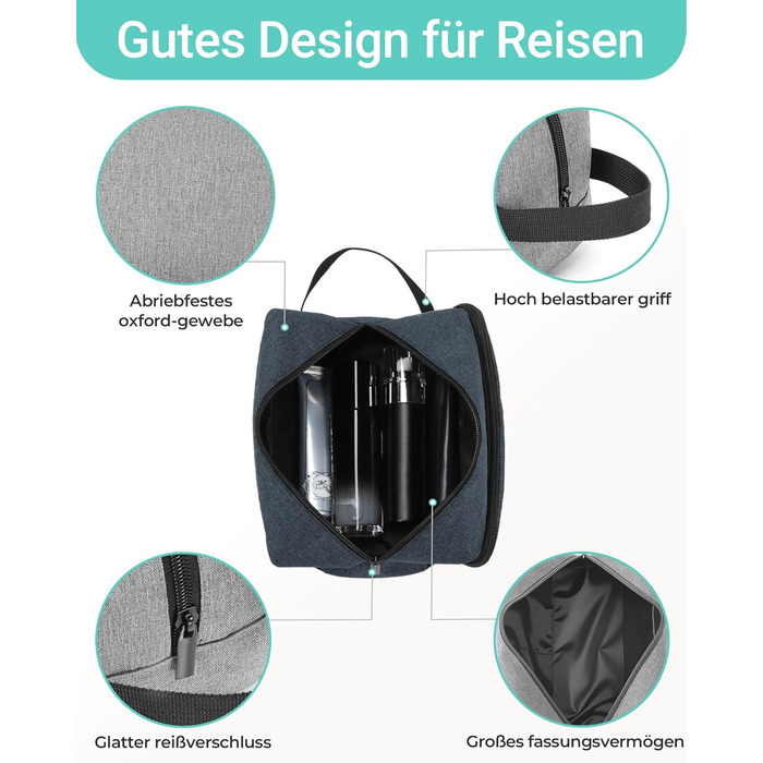 Чоловічий дорожній набір Elviros: органайзер для туалетних аксесуарів, кульки для гоління, сірий