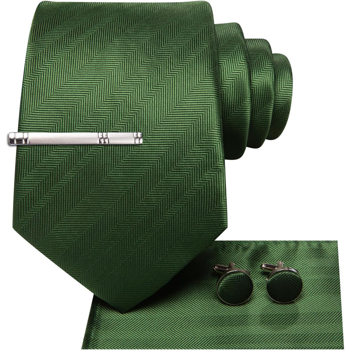 Набір краватка-метелик, нагрудна хустинка, краваткові затискачі, запонки для чоловіків, для весілля та офіційних заходів (Глибокий хакі)