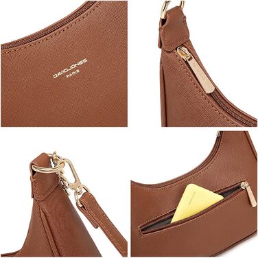 Сумка жіноча David Jones через плече, клатч з ланцюжком, екошкіра, колір коньяк - елегантна сумка для вечірки та повсякдення