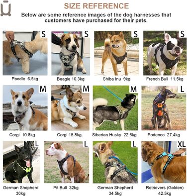 Нагрудник для собак No-Pull, анти-тягнучий, великий, середній, малий - м'який, дихаючий, регульований, світловідбиваючий, з м'якою ручкою (XL, камуфляжний коричневий)