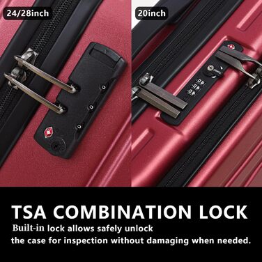 Набір валіз TydeCkare 20/28' (55/66/76 см): 3 валізи, ABS+PC, з TSA замком, оранжевий (виноградний)