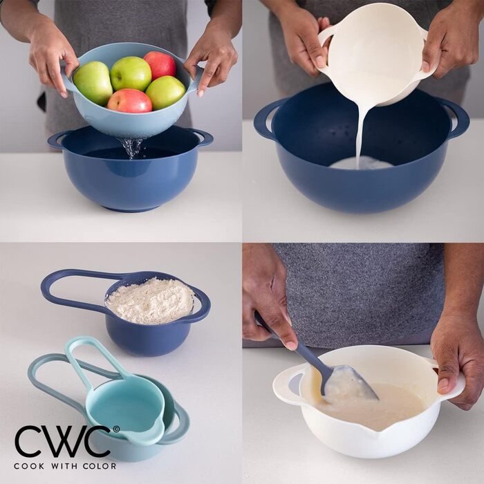 Набір кухольних мисок COOK WITH COLOR Nistschalen: 8 мисок (м'ятно-зелені), мірні склянки, сито, чаші для перемішування