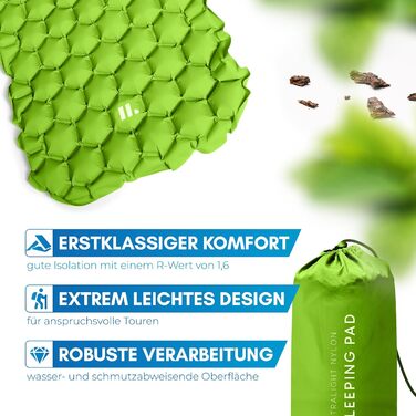 Килимок туристичний NORDMUT® Isomatte Outdoor з ремкомплектом. Легкий килимок для кемпінгу, піших прогулянок та відпочинку на природі. Колір: світло-зелений