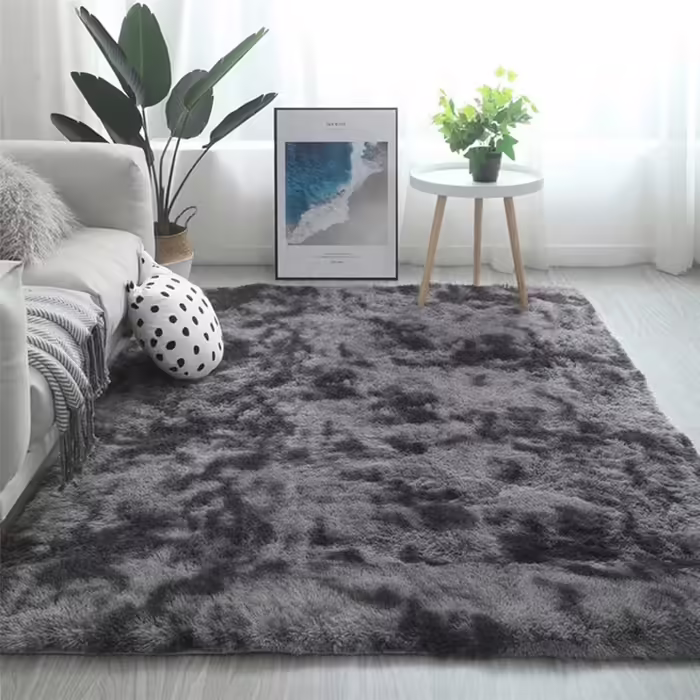 Килим OYIMUA з високим ворсом 120×160 см, бежевий, м'який шеггі для вітальні, дитячої, спальні, коридору, штучне хутро, сучасний однотонний килим для декору