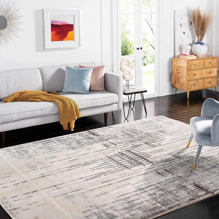 Сучасний килим Tinyboy-HBQ для вітальні та спальні, короткий ворс, сірий/бежевий (120 x 160 см)
