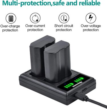 Зарядний пристрій Hisewen Dual USB для акумулятора Nikon EN-EL15/EL15a/EL15b/EL15c (D7100, D750, D7000, D610, D810, D800, D600, D880, D800e, D810a)