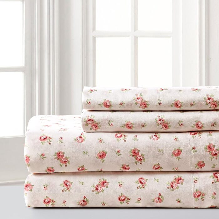 Modern Threads Soft Microfiber Printed Bed Sheets – Luxurious Microfiber Bed Sheets – Includes Fitted Sheet with Deep Pockets, Flat Sheet, and Pillowcases, Ivory Twin