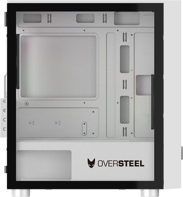 Корпус для ПК Oversteel AERIS білий з вентилятором A-RGB 120mm, сумісний з ATX, Micro ATX, ITX, USB 3.0, з сітчастою передньою панеллю та фільтрами пилу, з загартованим склом