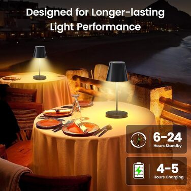 LED настільна лампа Quntis бездротова, торцева, з регулюванням яскравості, акумуляторна, USB, 3000K-5000K, IP44, для дому та вулиці, чорна (2, 3 колірні температури + RGB)