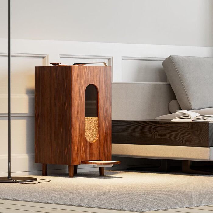 Автоматичний годівниця для котів та собак QLS, 20л, з мискою, 60 x 30 x 30 см, коричнева