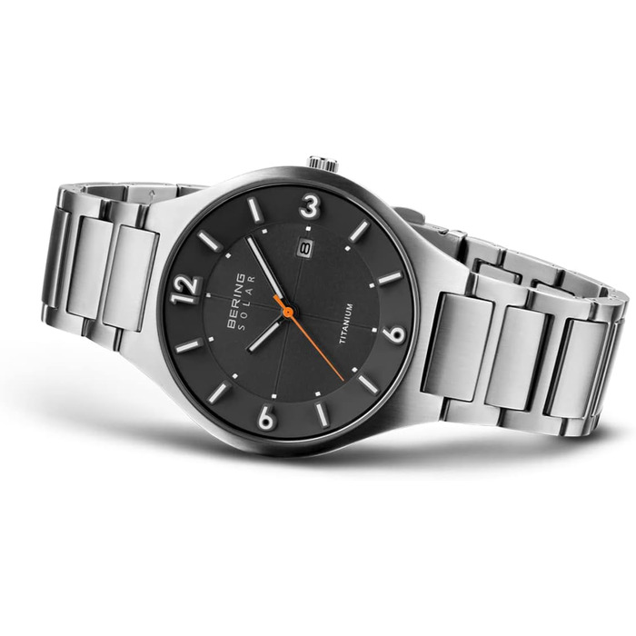 Годинник Bering чоловічий Solar | Сонячний годинник на соняхах, 40 мм, корпус та циферблат з нержавіючої сталі, браслет Milanaise, сапфірове скло, 5 ATM, 14440 (14440-777)