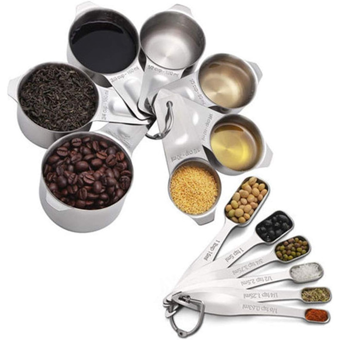 304 Stainless Steel Measuring Spoons Measuring Cups 13-Piece Set for Cooking