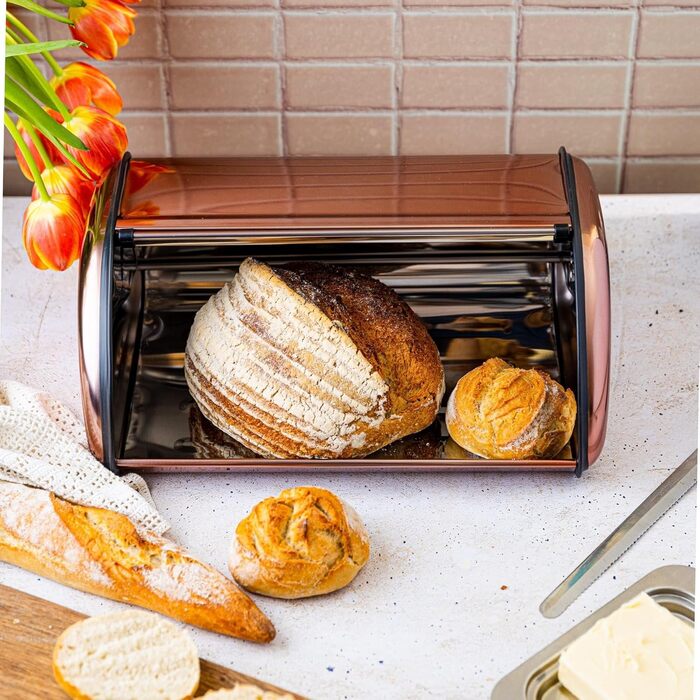 KING HOFF Металева ланчбокс для хліба (чорна, рожеве золото)