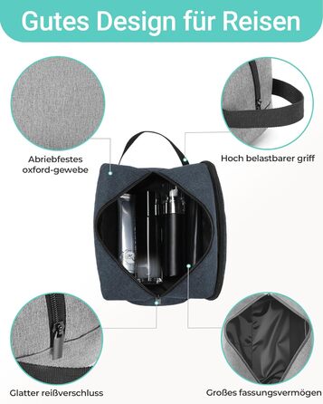 Чоловічий дорожній набір Elviros: органайзер для туалетних аксесуарів, кульки для гоління, сірий