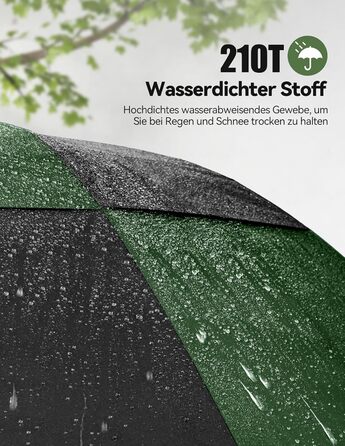 TECKNET Головний парасолька великий XXL, гольф-парасолька 173 см, стійкий до вітру, подвійний купол, вентильований, автоматичне відкриття, ручка EVA, для жінок та чоловіків (чорний та зелений, 150 см)