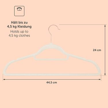 Blumtal Clothes Hangers, 50 Pieces - Velvet Clothes Hangers, 360° Rotatable and Load-Bearing - Space-Saving and Non-Slip Clothes Hangers - White Clothes Hangers with Velvet Covering - Velvet Hangers / Velvet Hangers - Shirt Hangers White